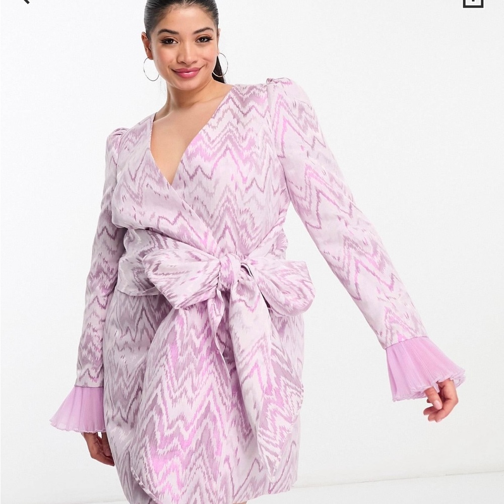 ASOS LUXE CURVE Wrap Long Sleeve Mini Dress